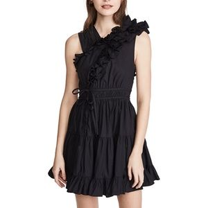 Ulla Johnson Iliana Poplin Ruffle Mini Dress in Noir